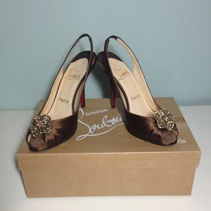Authentic Christian Louboutin Satin embellished Pumps 100